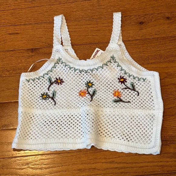 T.J.Maxx Tops - T.J.Maxx White Crocheted Floral Embroidered Tank